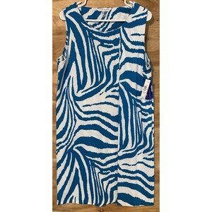 NWT Peter Nygard Woman Large sleeveless dress blue white